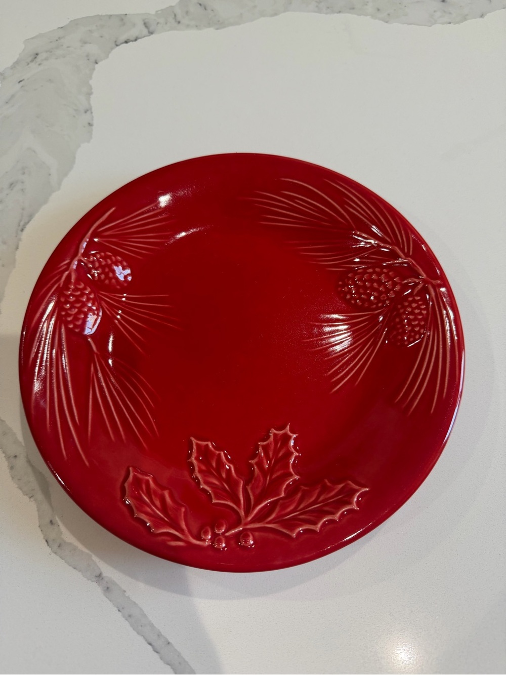 Lenox Rustic Berry 8.75” )3) Pine & Holly Red Ceramic Serving Plate-set of (3)